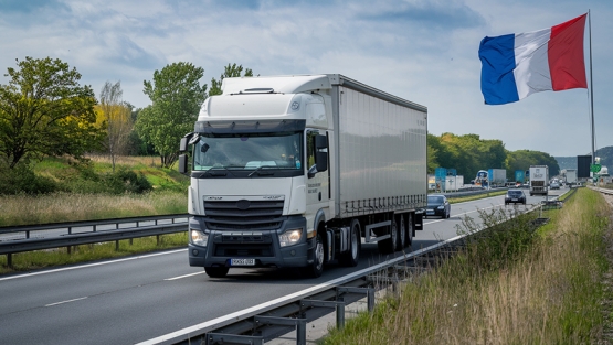 Camión circulando por carreteras francesa