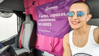 Oti Cabadas con la campaña Andamur &quot;Soycamionera