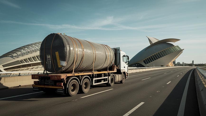 Camión circulando por carretera en dirección a Valencia